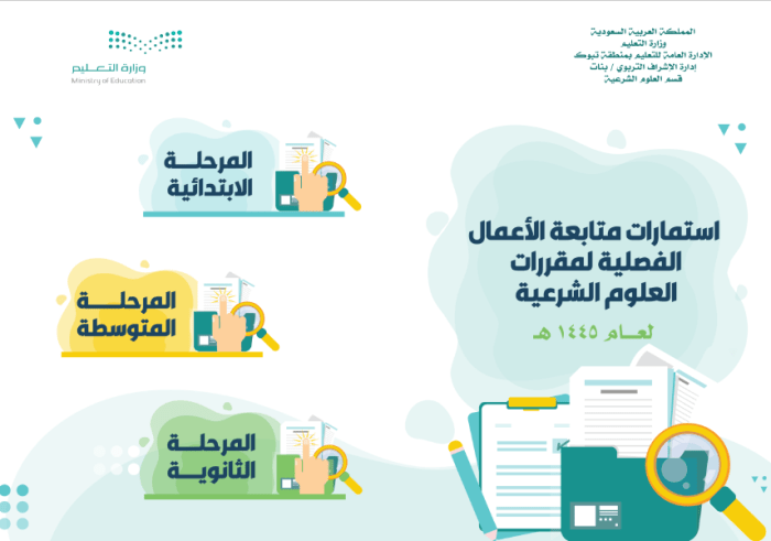 بطاقة استمارات المتابعة لمقررات العلوم الشرعية بصيغة وورد 1445