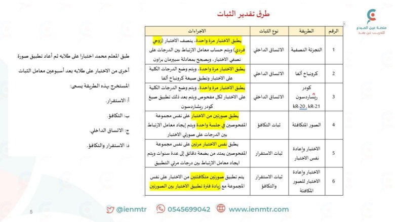 مهم جداً.. اختبارالرخصة المهنية عام طرق قياس ثبات الاختبار