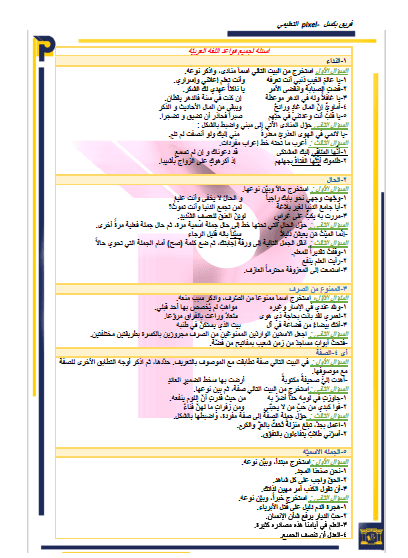 تمارين شاملة لكل قاعدة في كتاب اللغة العربية " بكالوريا المنهاج السوري