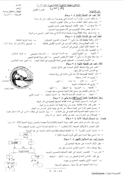 أسئلة الدورات السابقة بمادة علم الأحياء بكالوريا المنهاج السوري