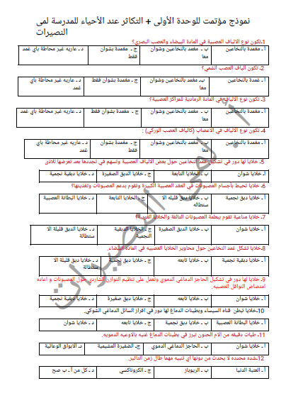     150 سؤال آلي للوحدة الأولى + إعادة الإنتاج في علم الأحياء مع الحلول من المنهج الجامعي السوري