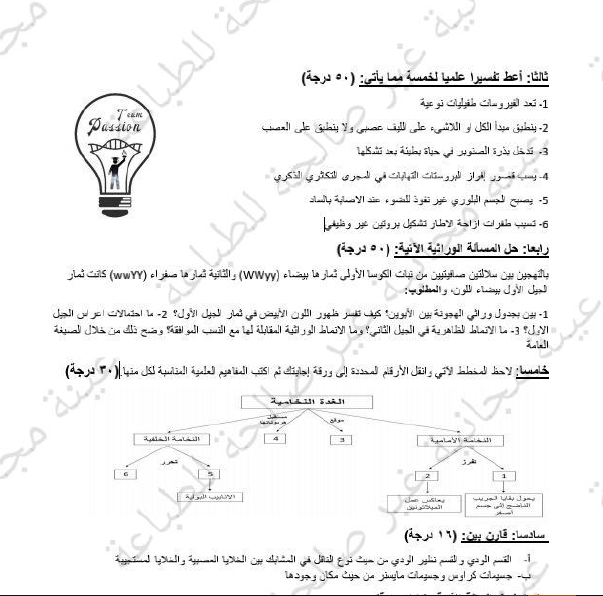 نموذج من بنك النماذج الذهبية لمقررات المرحلة الجامعية الشاملة في العلوم المنهج السوري