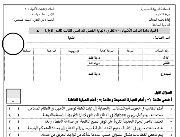 مجموعة الامتحان النهائي إنترنت الأشياء عملي وكتابي