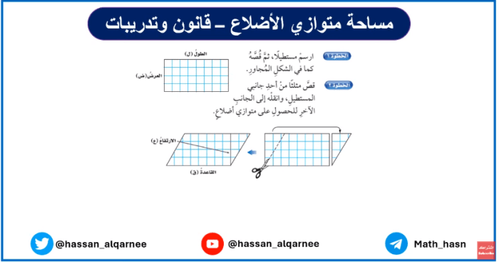 مساحة متوازي الأضلاع - القانون والتمارين