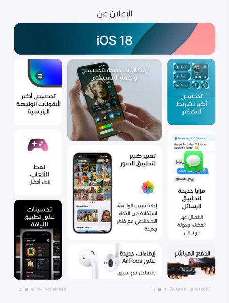 أبرز مميزات آيفون iOS18 وiPadOS18