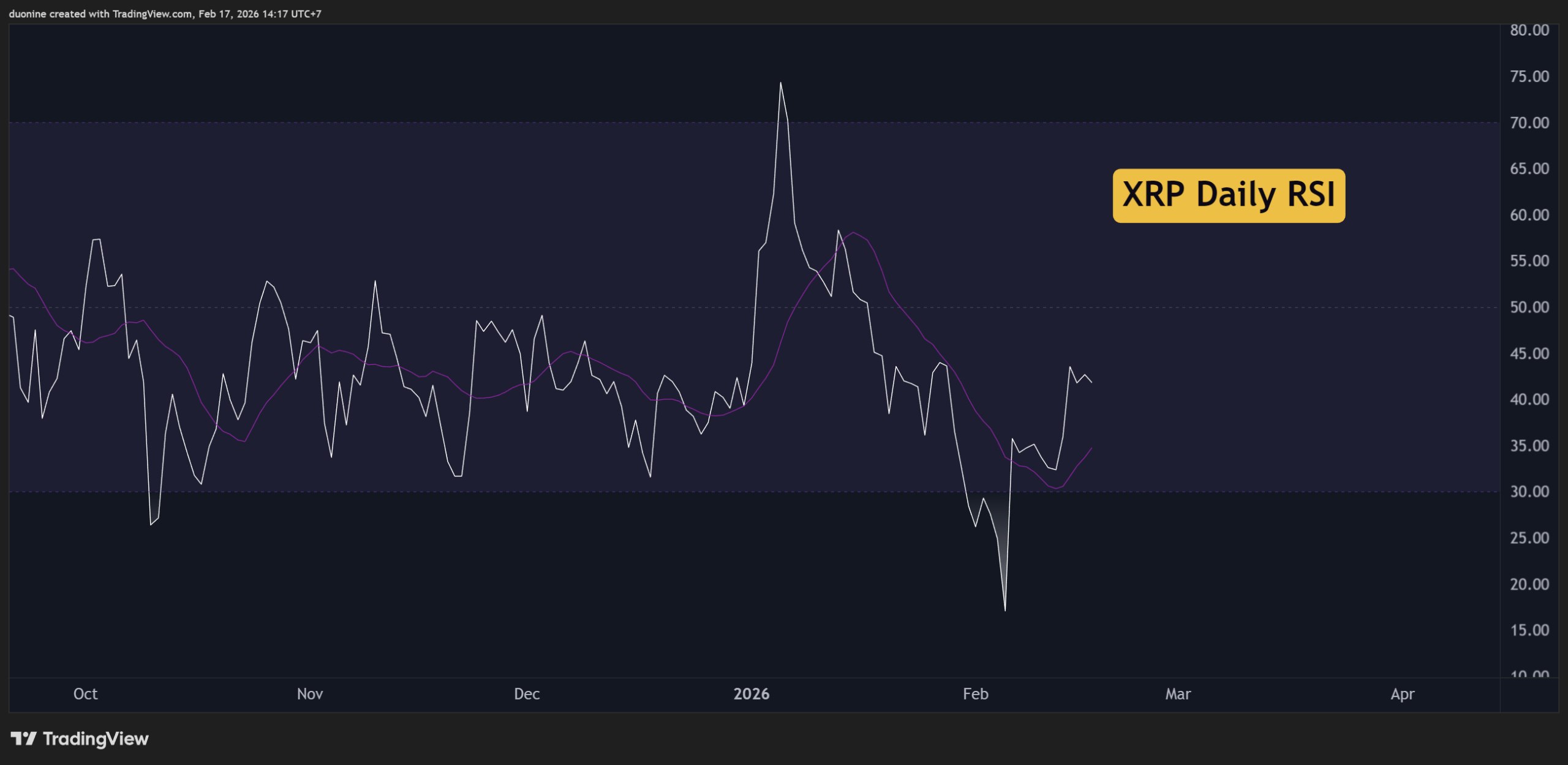 XRP مؤشر القوة النسبية اليومي على TradingView